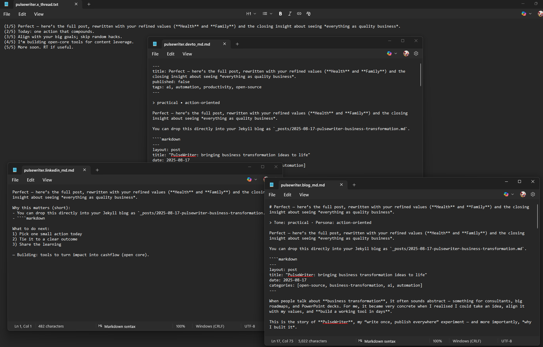 All output files open